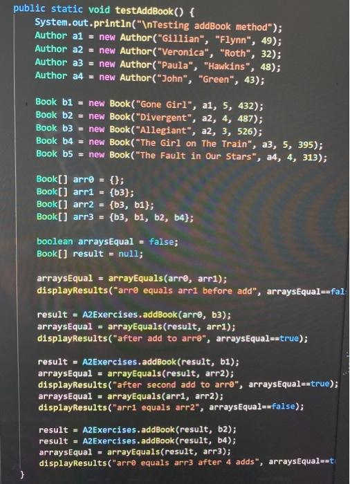last 2 photos java public class A2Exercises { Purpose: Add b to