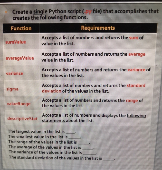  Python ry file) that accomplishes that Create a single Python script