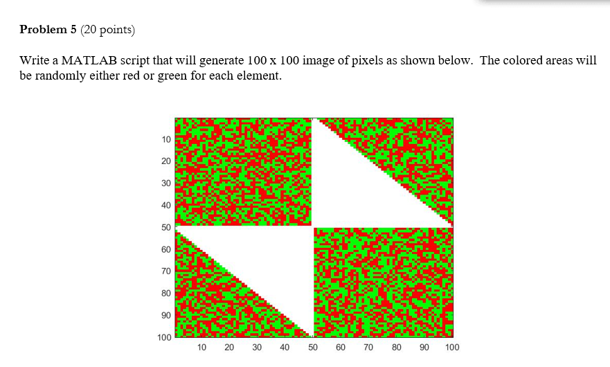  Problem 5 (20 points) Write a MATLAB script that will generate