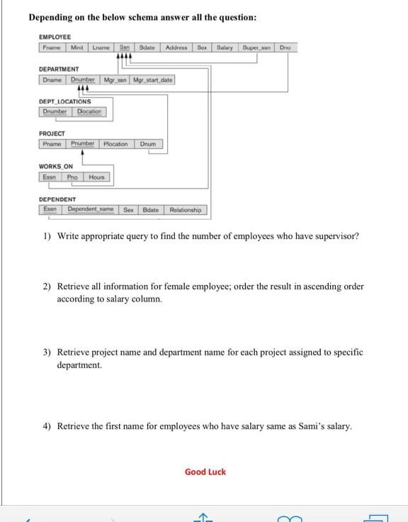Depending on the below schema answer all the question: EMPLOYEE Mini