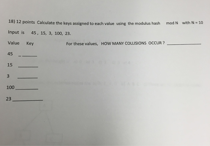  Please write clear. Data structure C++ 18) 12 points Calculate the