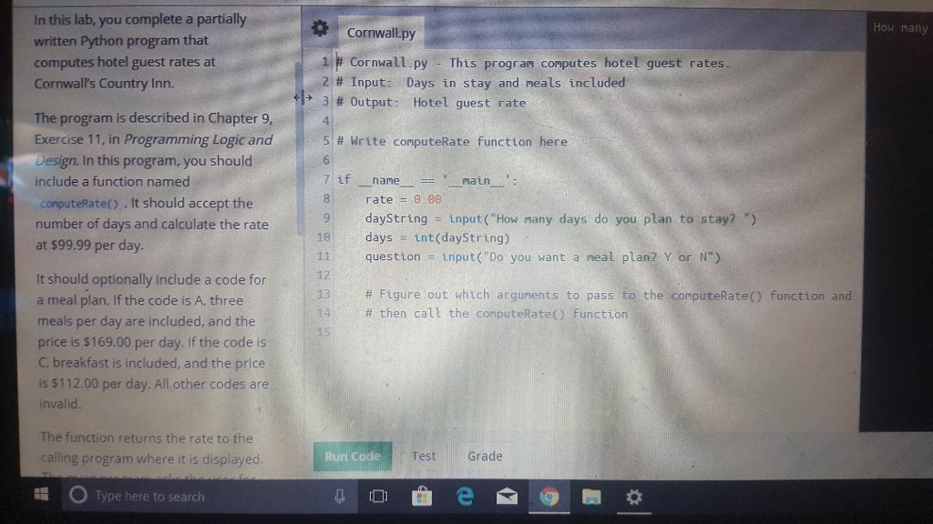 PYTHON In this lab, you complete a partially written Python program that