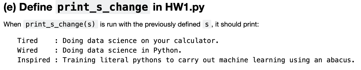 cell below, define a string variable s such that print_s(s) prints: Tired