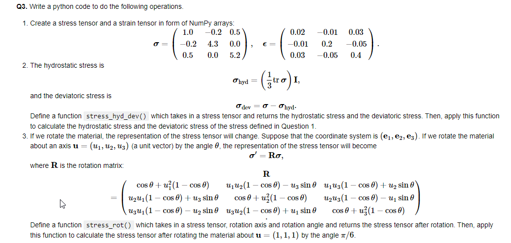  Q3. Write a python code to do the following operations. 1.