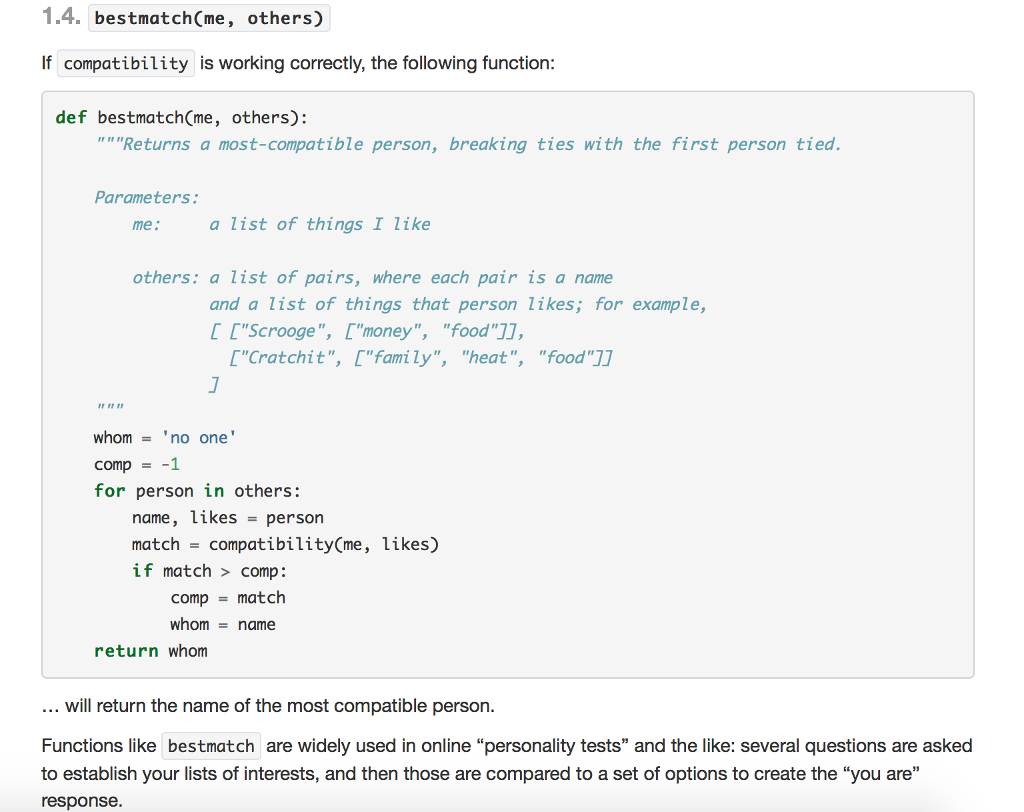 a collection of functions that will help you find the compatibility between
