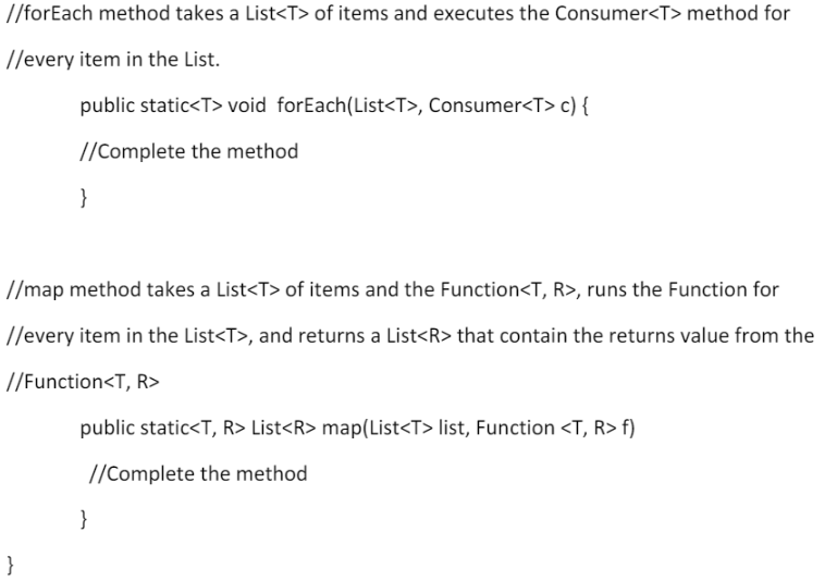 is from the photo. Class ListProcesser { //filter method takes a List