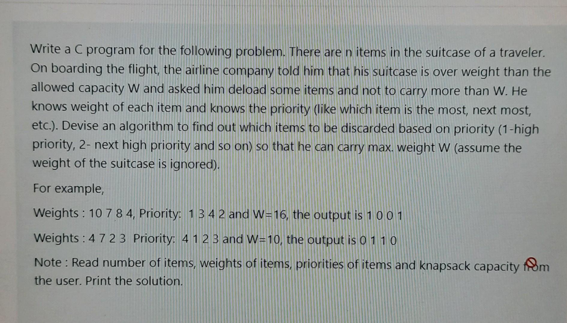  Write a C program for the following problem. There are n