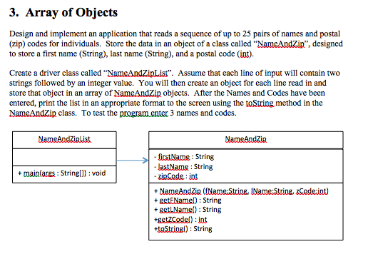 Array of Objects Design and implement an application that reads a