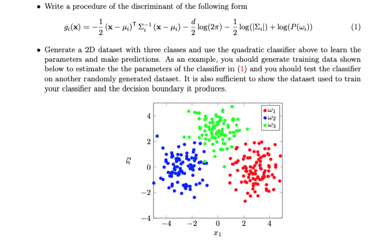 Using Python Write a procedure of the discriminant of the following form