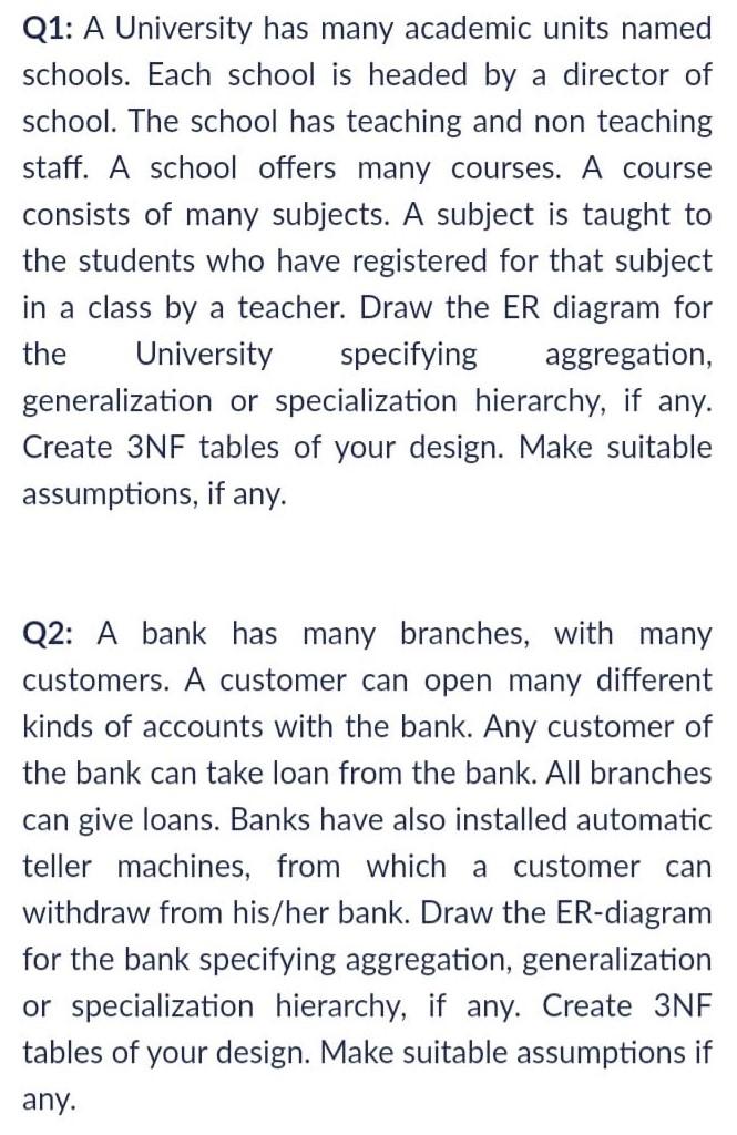 CSE311 Database Management System Please answer in Relational Query Language Q1: A