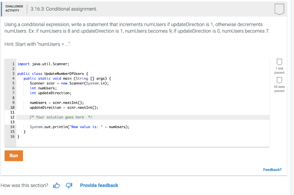 conditional expression that evaluates to string "negative" if userval is less than