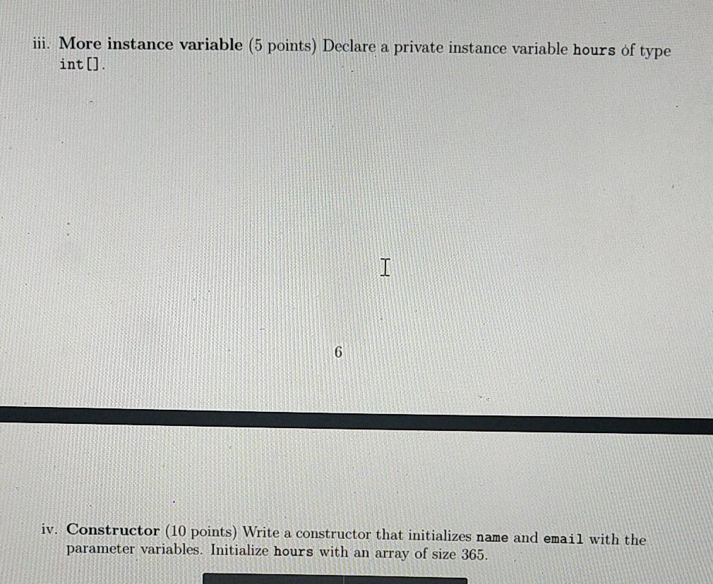 instructions below. public class Timecard { i. static (5 points) Declare two