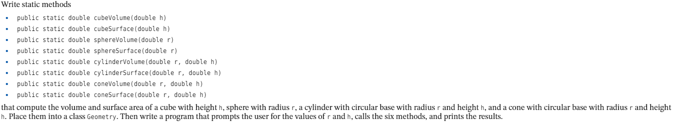  This is in Java, thank you! Write static methods public static