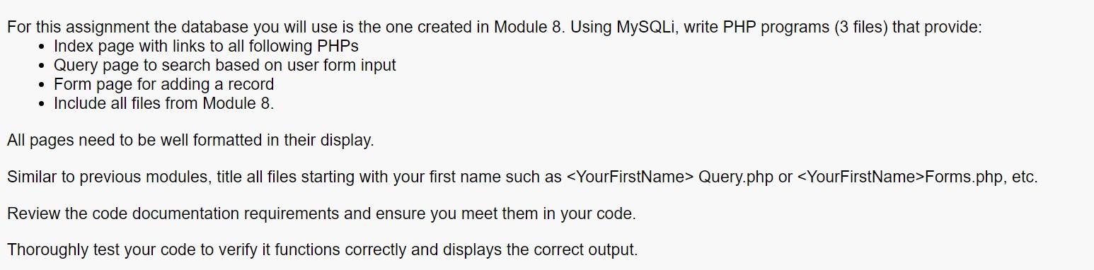  For this assignment the database you will use is the one