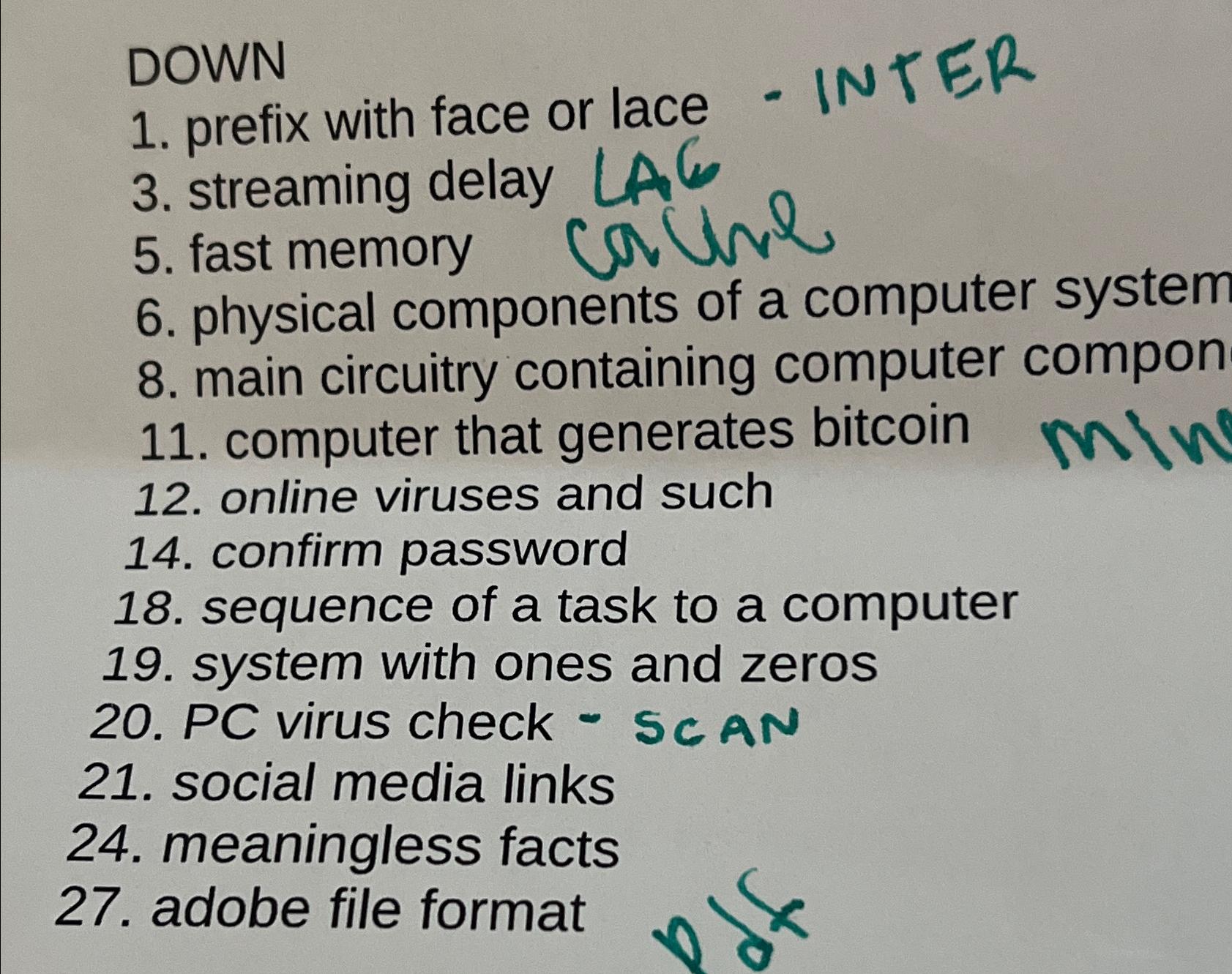  DOWN prefix with face or lace - INTER streaming delay fast