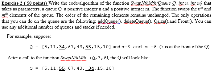  TO BE CODED IN C++ Exercise 2 ( 50 points) Write