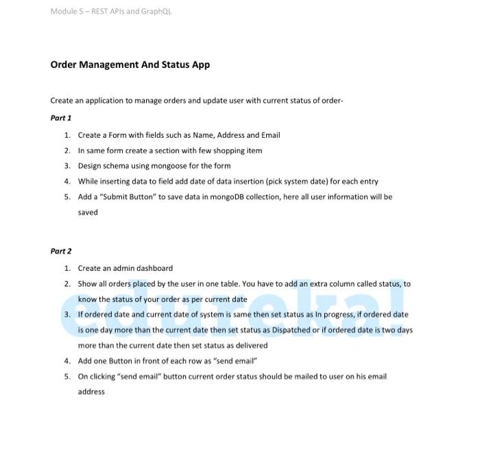  Module 5 - REST APIs and GraphQL Order Management And Status
