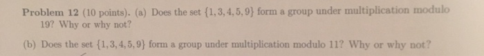  Cryptography Does the set {1, 3, 4, 5, 9} form a