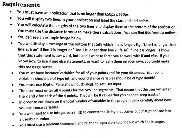 points from the user by using JOptionPane(). The applet will then draw