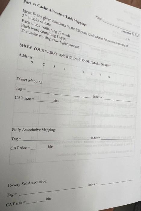  Address: 9 ANSWER IN HEXADECIMAL FORMITH C 8 4 7 E