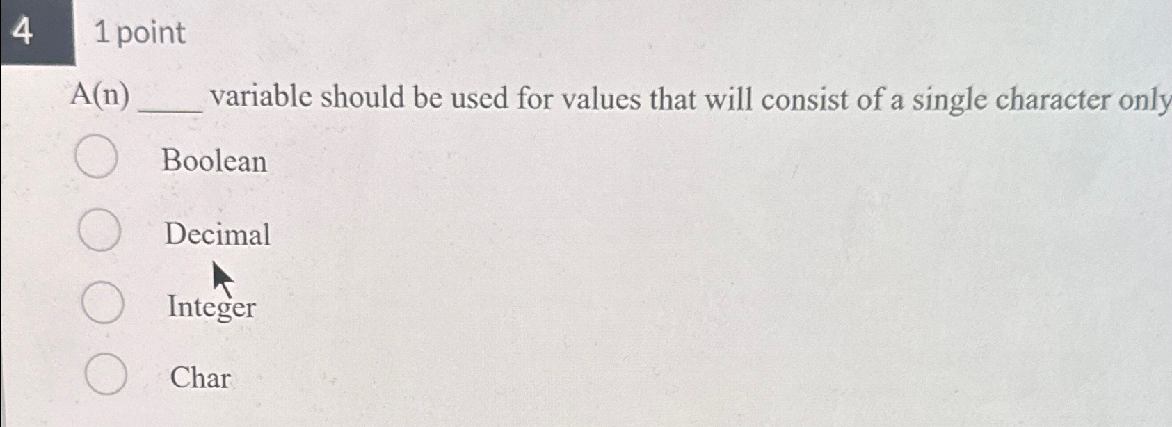  41 point A(n) variable should be used for values that will