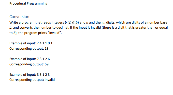  please write in c Procedural Programming Conversion Write a program that