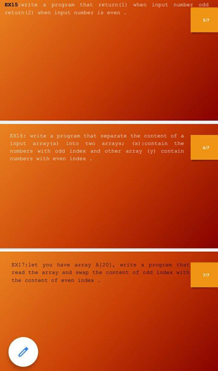 Matlab when input number odd EX15:write a program that return (1) return