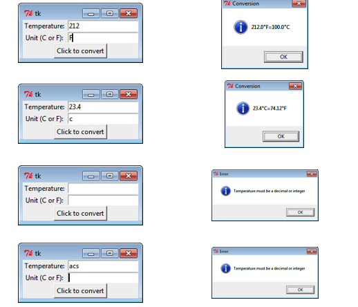 Temperature (100,'f') re (100.0, 'F) >>> = Temperature ( ' 125' ,
