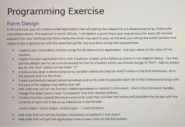  excercise #1 c sharp language Programming Exercise . Form Design In