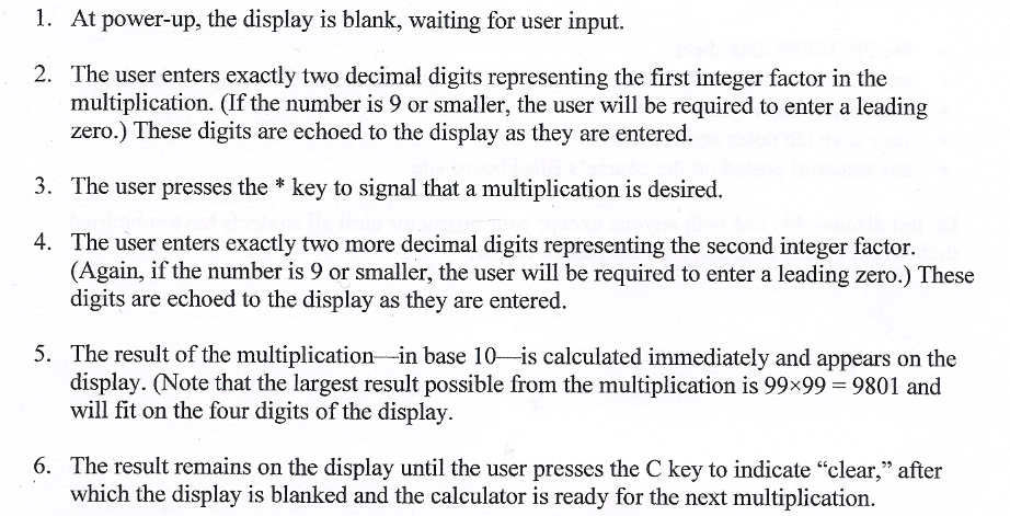 Write the code in assembly language for an elementary decimal number calculator.