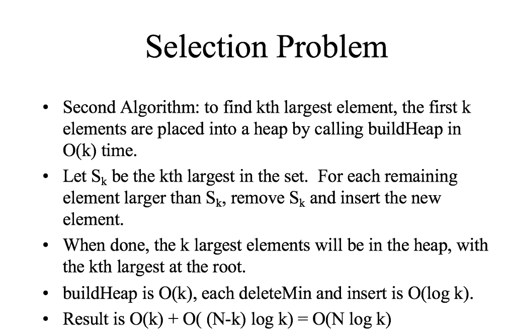 JAVA Objective: Work with priority queues. Description: Solve the "Selection Problem" described
