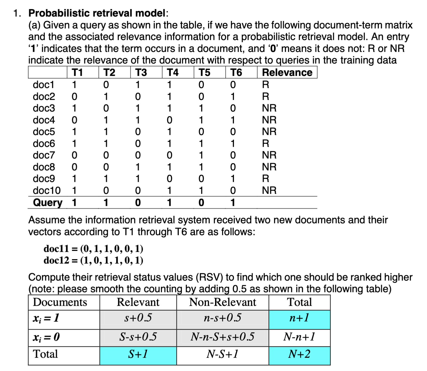  Probabilistic retrieval model: (a) Given a query as shown in the