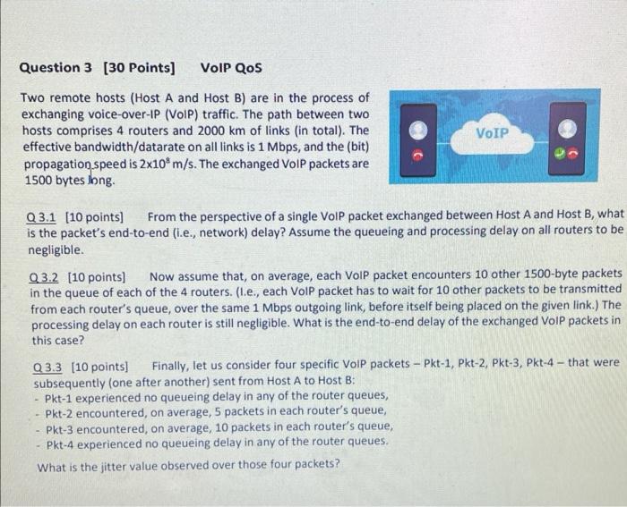 Computer Networks Two remote hosts (Host A and Host B) are in