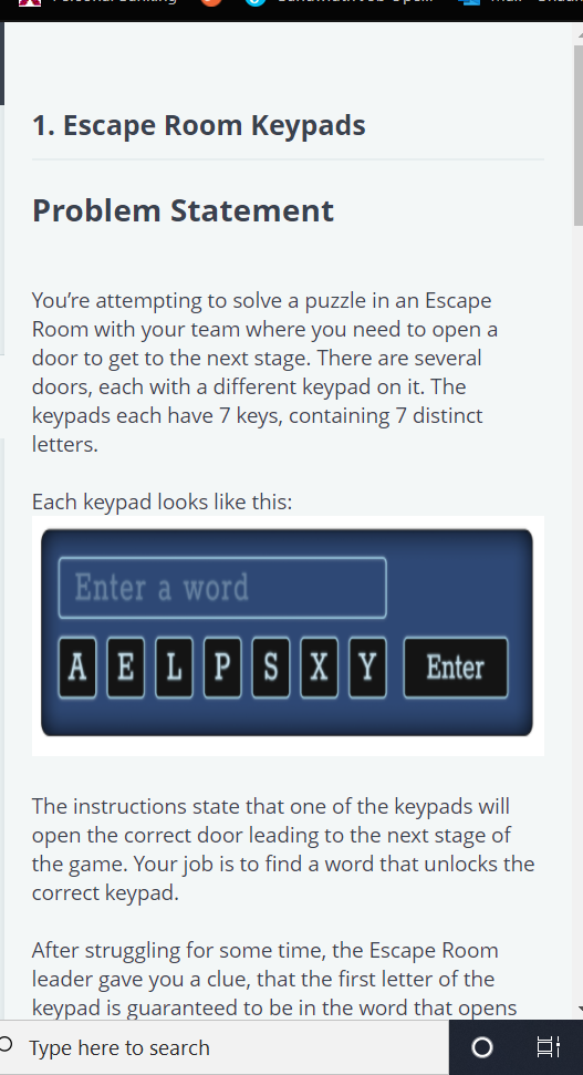 Answer in ruby 1. Escape Room Keypads Problem Statement You're attempting to
