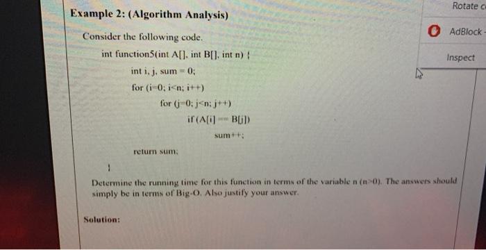 data structure Rotate c Example 2: (Algorithm Analysis) AdBlock Inspect Consider the