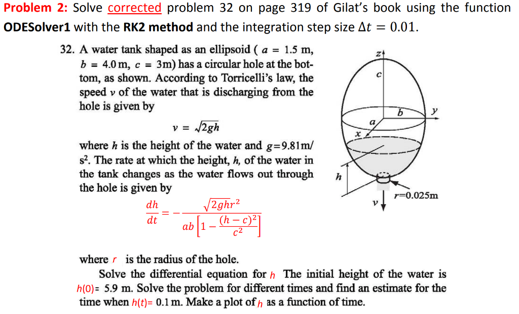  Solve Using MATLab. Provide code and results. Problem 2: Solve corrected
