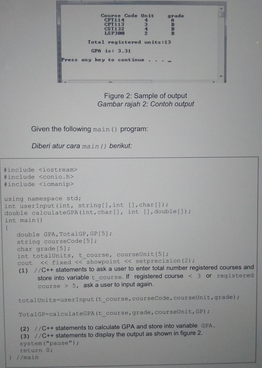 Average system (GPA) to calculate GPA for the registered courses for each