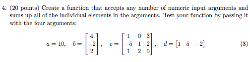MATLAB: Create a function that accepts any number of numeric input arguments