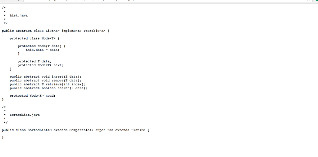 The Sorted List ADT Implement the SortedList class. The SortedList class extends