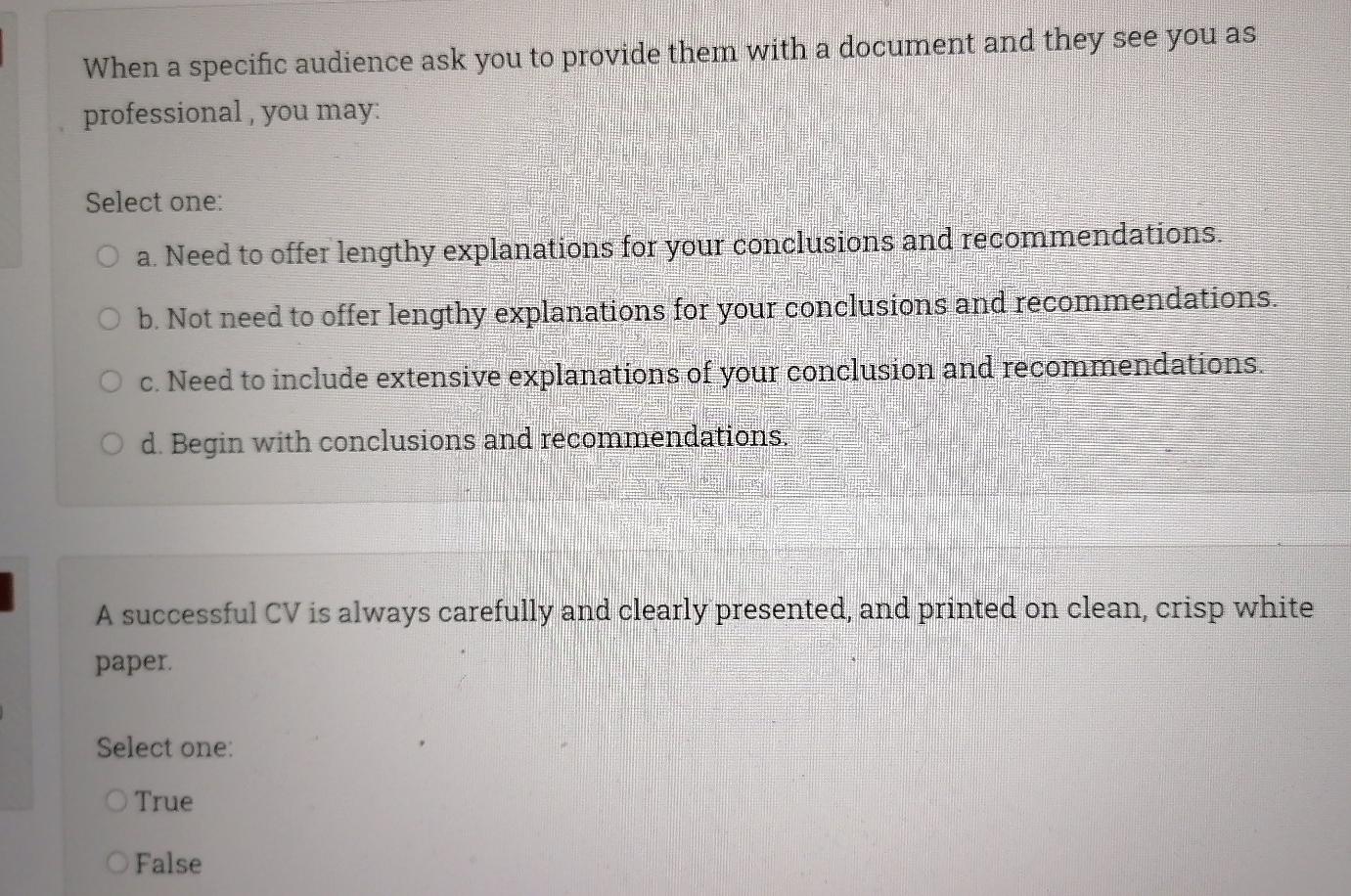 Technical writing Please fast When a specific audience ask you to