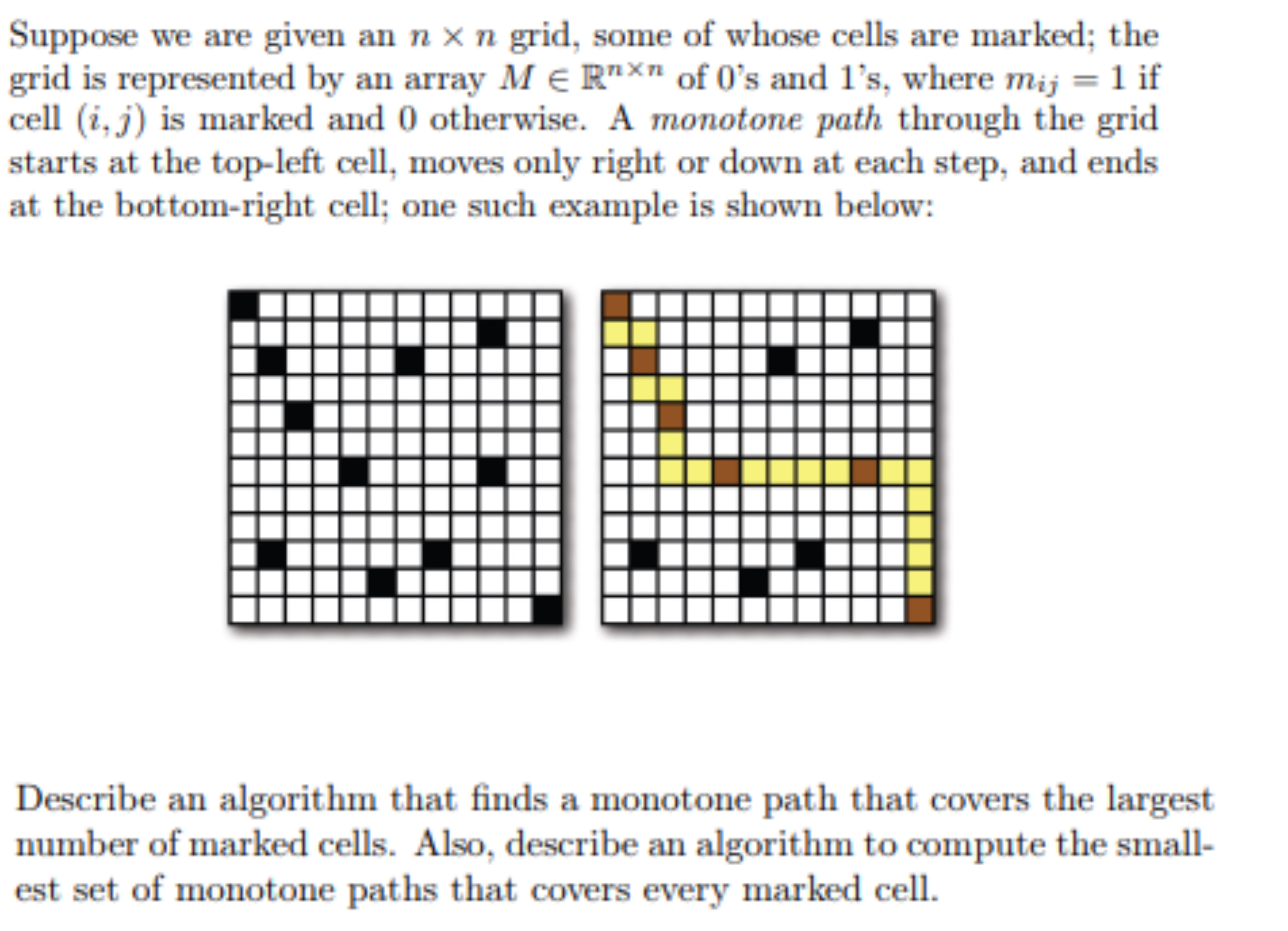  Describe an algorithm that finds a monotone path that covers the