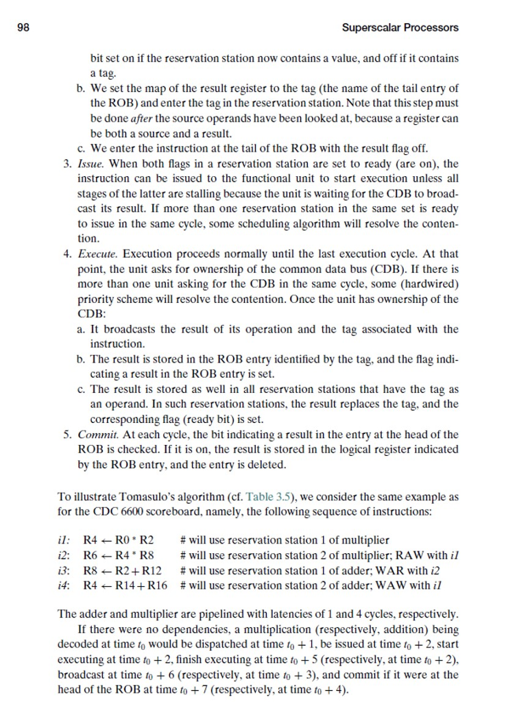 instruction spends in each stage (per Table 3.4 and details on p.