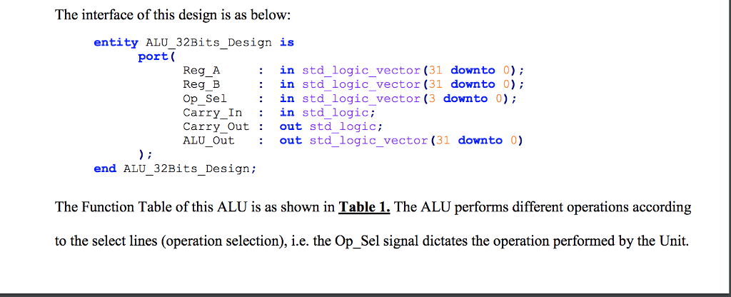 1. Requirement Design a 32-bit ALU which can perform arithmetic and logic