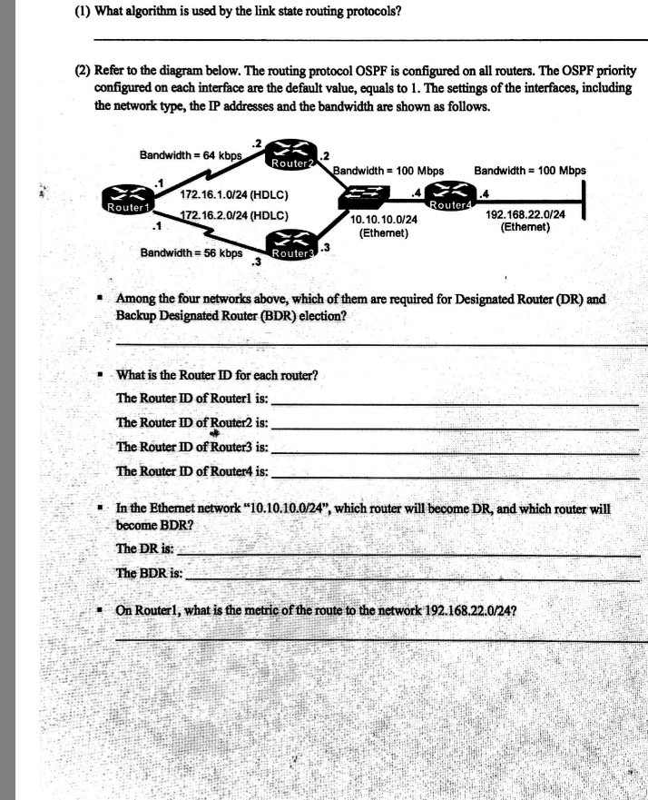  (1) What algorithm is used by the link state routing protocols?