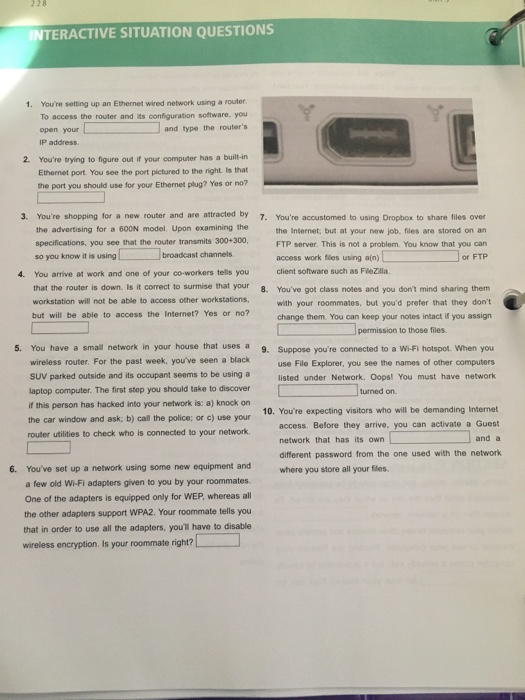  You're setting up an Ethernet wired network using a router To