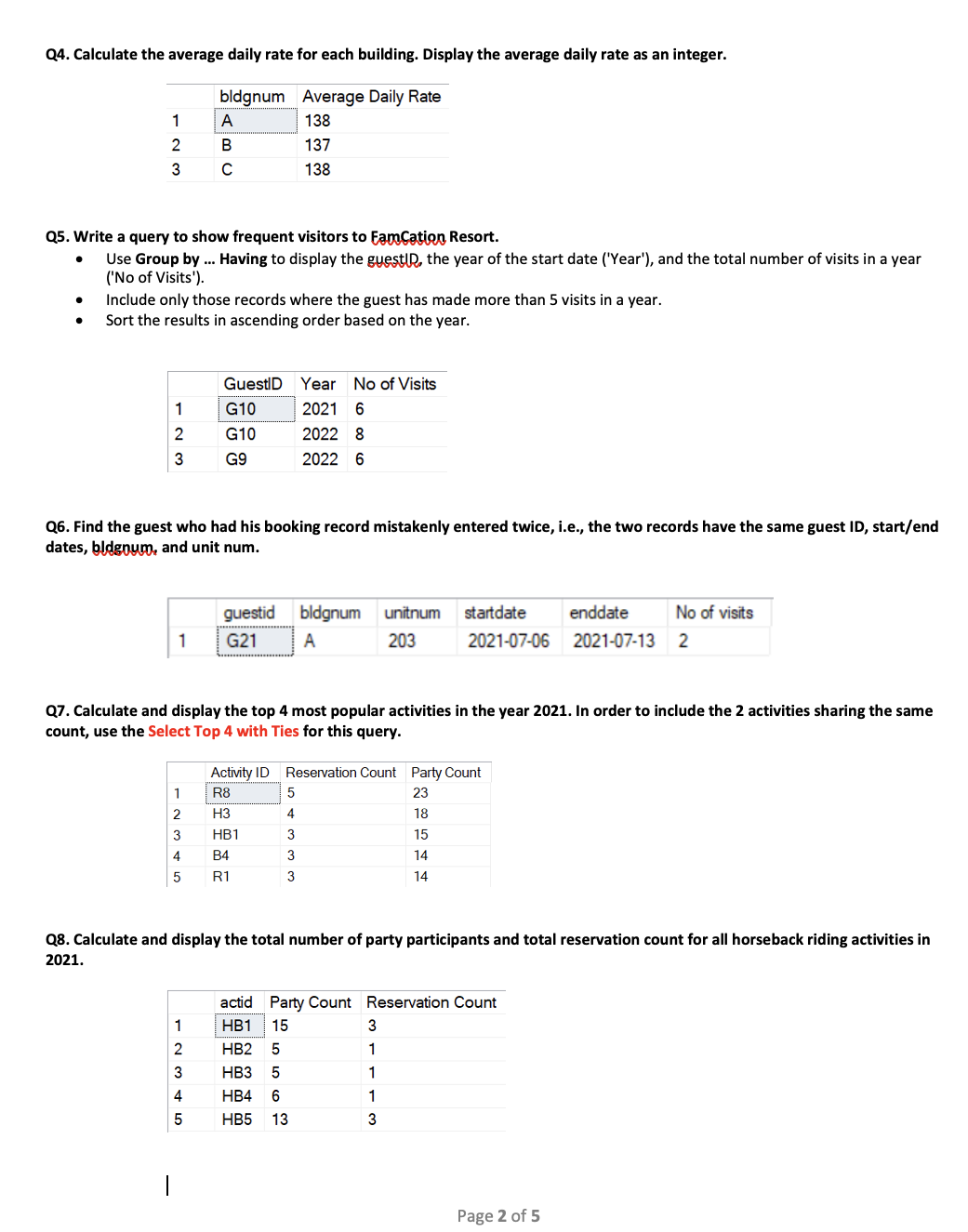  write sql queries for the following: 