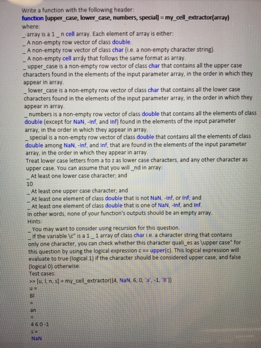  How to write a matlab function that can extract uppercase, lowercase,