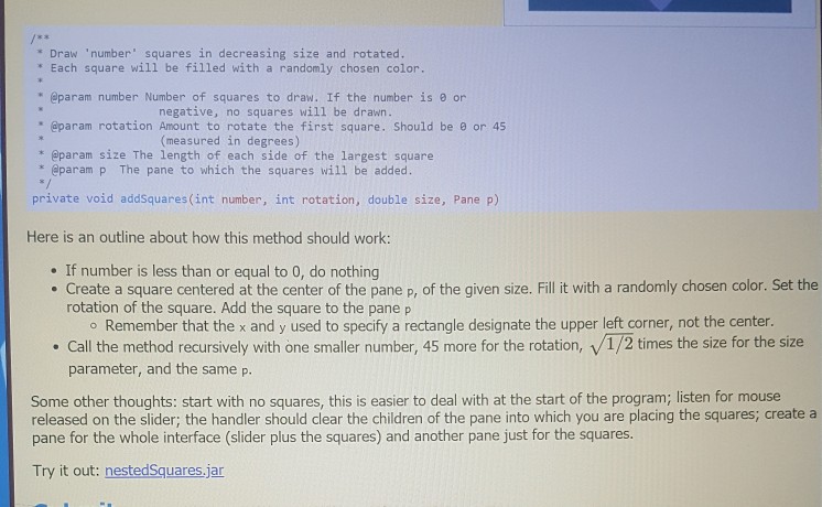 to the right. Each square is filled with a random color. The