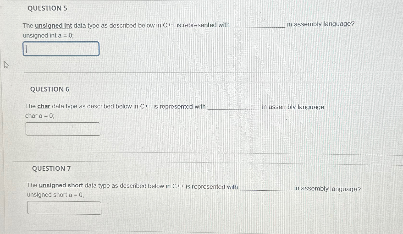  QUESTION 5 The unsigned int data type as described below in