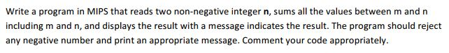 IN MIPS AND MUST RUN IN QTSPIM Write a program in MIPS